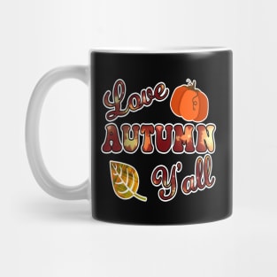 Love Autumn Y'All, Retro Rustic Fall Harvest Thanksgiving Mug